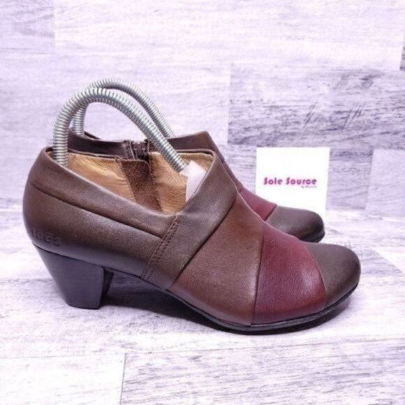 Taos Triumph Color Block Leather Ankle Boot Brown Red Women's sz 7.5 - Picture 1 of 8